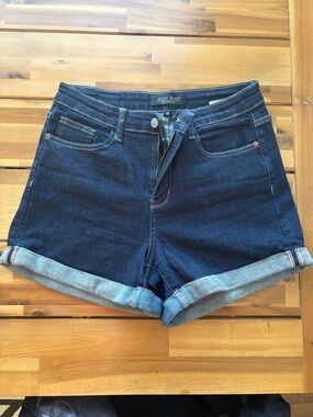 Judy Blue Dark Indigo Rolled Cuff Denim Shorts